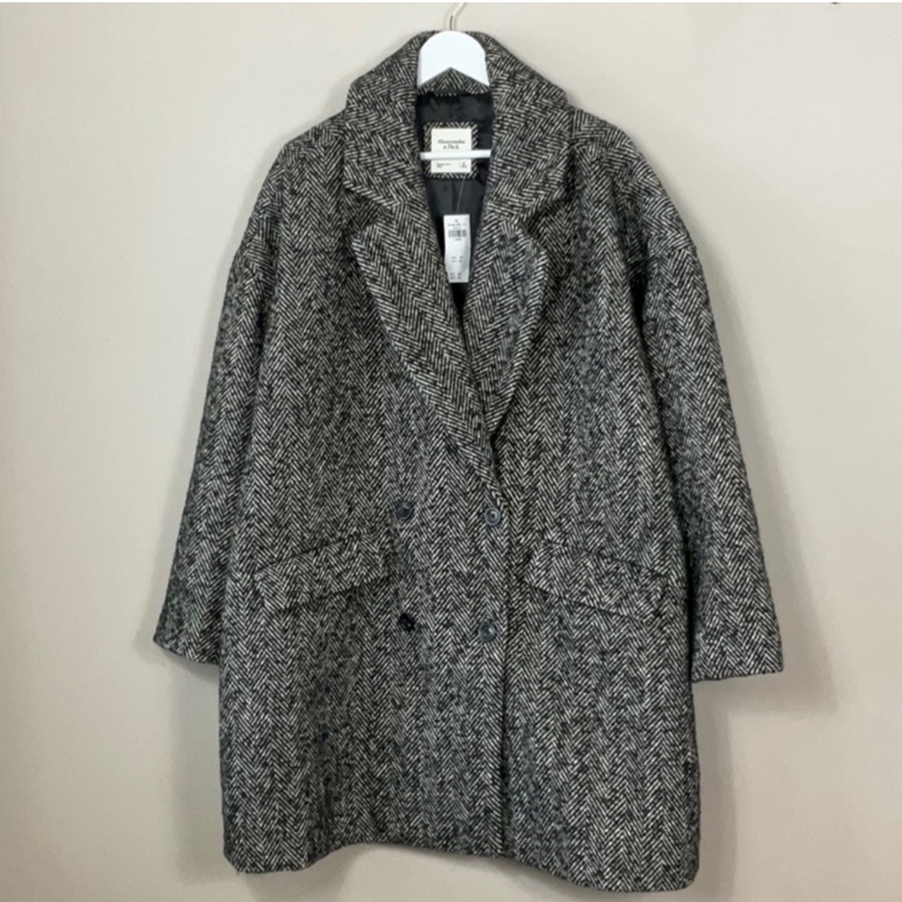 Abercrombie faux wool houndstooth coat